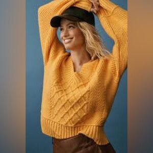Maeve Mustard V-Neck Sweater